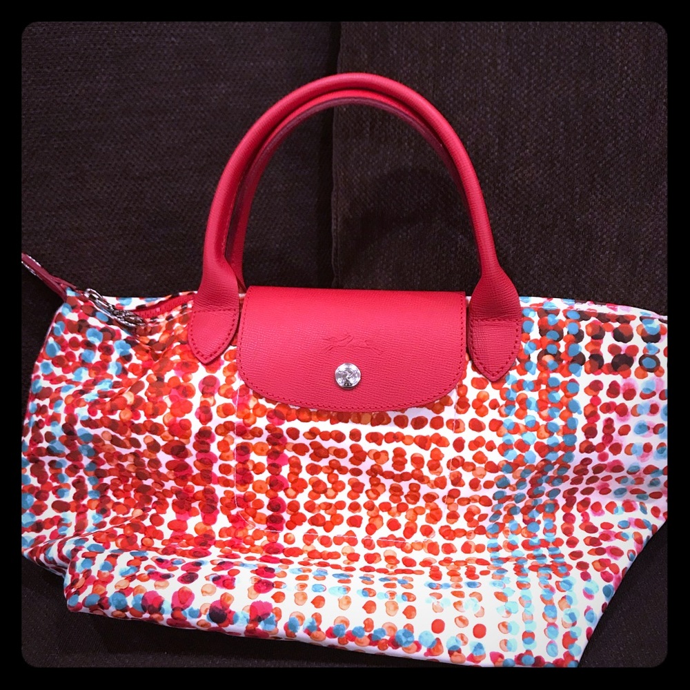 Longchamp Le Pliage Neo Fantaisie red polka dot